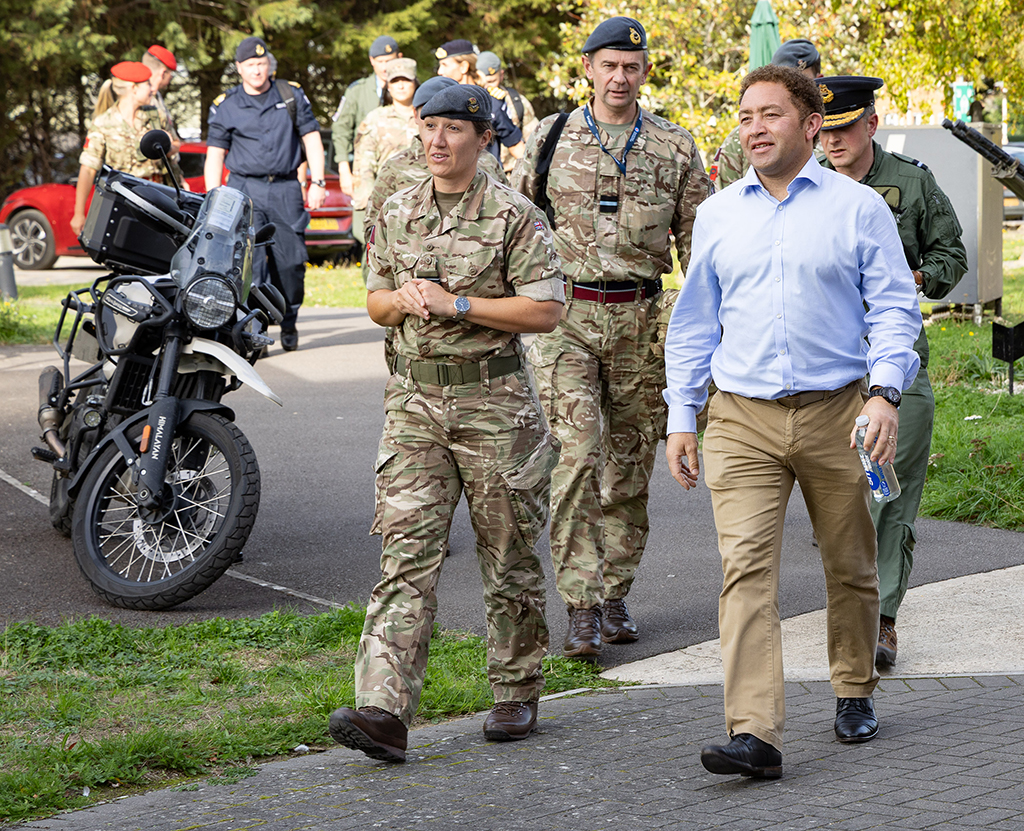 Officer Commanding 3 Police Wing, MinVP, Commander Airbases and Commander Air Wing arriving for a capability demonstration.